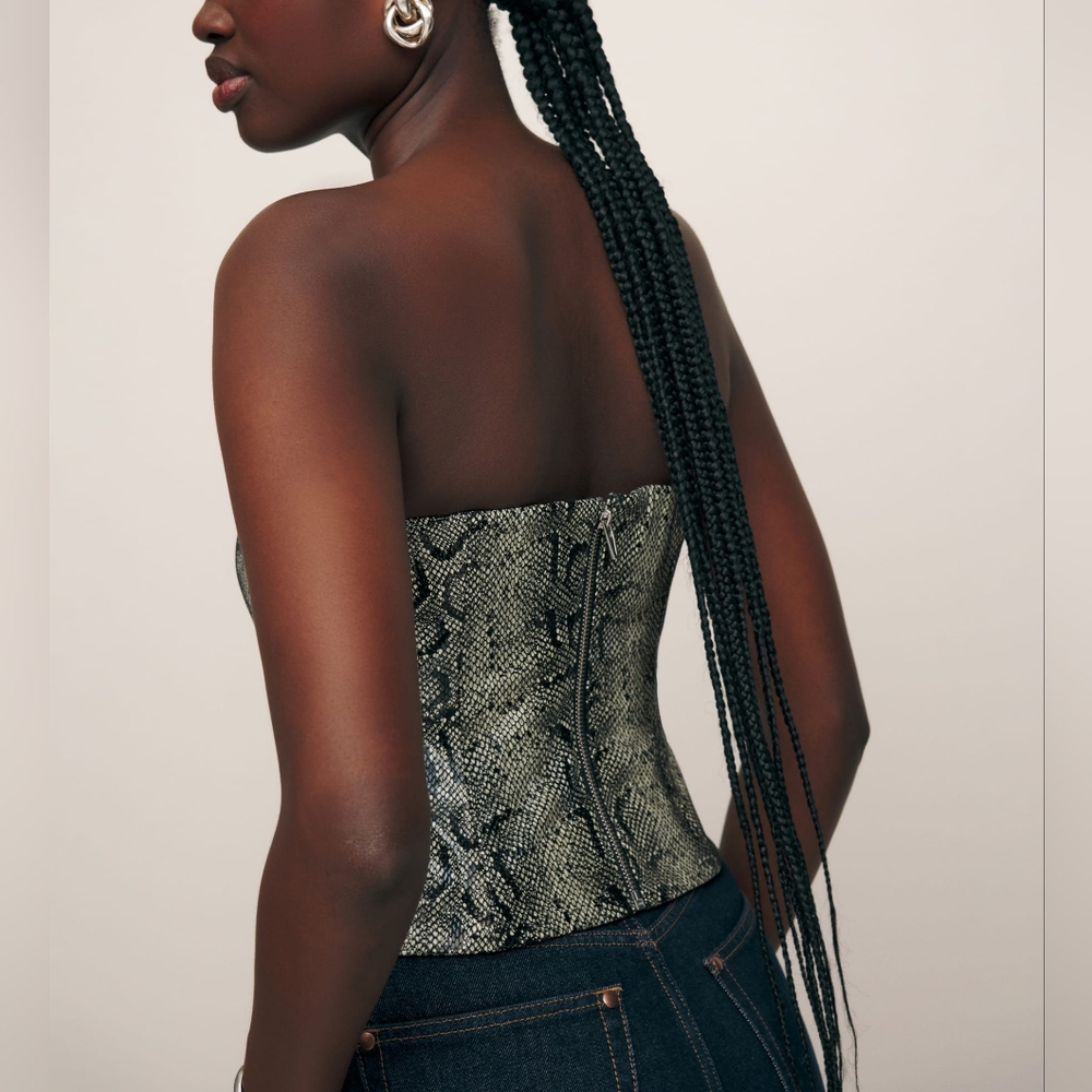 NEW Reformation Veda Madison Leather Top in color Venom - Picture 3 of 5